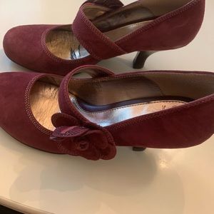 Velvet burgundy Mary Jane shoes